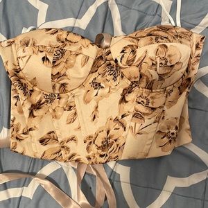 Tan floral corset